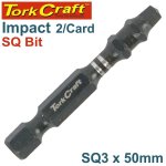 Craft Impact Square Recess Pwr Bit NO.3X50MM 2 CARD SQ3