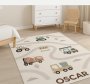 Custom Beige Construction Kids Vinyl Rug