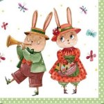 Serv D sqr Rabbit Couple With Butterflies