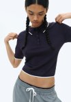 Fine-knit Polo Shirt - Navy Blue