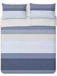 Queen Striped Blue Duvet Cover Set - 230 X 200 Cm Blue