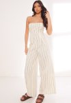 Stripe Bandeau Pocket Detail Jumpsuit - Stone