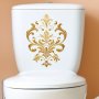 Vintage Floral Pattern Toilet Lid Decal Plastic Self-Adhesive Bathroom Decoration Sticker With Glossy Finish - Irregular Shape Single Use Embellished Feature