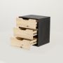 Manaslu Black Floating Side Table Three Drawer - Cut Out Handles