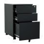 Steel 3 Drawer Side Handle Mobile Pedestal Filing Cabinet Locker - Black