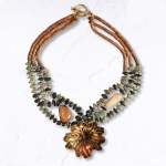 Goldair Gold Leaf Pendant Layered Beaaded Necklace - Jade Free