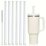Reusable Straws With Cleaning Brush For Stanley Adventure Travel Tumbler 40 Oz 30 Oz Replacement Straw Compatible With Stanley C