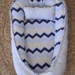 Baby Nest Baby Sleeping Pod Zig Zag Pattern Navy Grey And Beige
