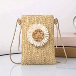 Women's MINI Boho Weave Crossbody Bag Small Daisy Sunflower Clutch Simple Straw Shoulder Purse