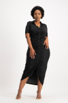 Bell A Short Sleeve Ruched Midi Dress - Black - L
