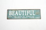 Beautiful Tin Plaque 15X49