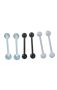 Clear Black And White Acrylic Tongue Barbell - 6 Pack