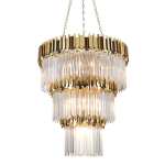 Supreme Gold And Clear 3 Tier Crystal Chandelier