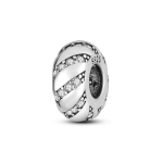 Rounded Striped Diamante Stopper Spacer S925 Charm For Charm Bracelet