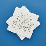 White Eid Mubarak Paper Napkins – Set Of 16