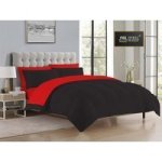- Reversible Comforter Set - 90 GSM Micro Fibre - True Red - Jet Black Single - Three Quarter - Fits Single Size
