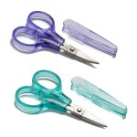 Sharpest & Precise Stainless Steel Curved Straight Thread Yarn Fabric Cutting MINI Scissors With Protective Cover - Ideal For Em