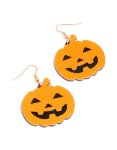 Orange Acrylic Scary Pumpkin Drop Earrings