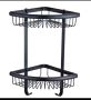 Bathroom Corner Caddy Black - Double Shelf