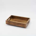 Terra Mango Wood Square Tray With Handles - Small 30 X 20 X 5.5CM