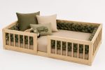 Montessori Wooden Floor Bed With Double Safety Rails 3 4 Bed