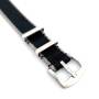 Premium Nylon Nato Strap Black & Grey Steel Hardware - 20MM