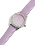 Kids Silver Glitter Dial Pu Leather Watch