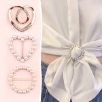 3PCS Set Heart-shaped Alloy Scarf Buckles With Rhinestones & Faux Pearls - Elegant Clothing Accessories Perfect For Christmas Ha