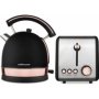Mellerware Pack 2 Piece Set Stainless Steel Black Kettle And Toaster Rose Gold