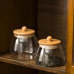 Large Capacity Glass Storage Jar With Reusable Bamboo Lid - Airtight Portable & Perfect For Kitchen Organization - Ideal For Gra