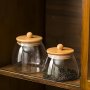 Large Capacity Glass Storage Jar With Reusable Bamboo Lid - Airtight Portable & Perfect For Kitchen Organization - Ideal For Grains Nuts Tea & Coffee