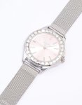 Rhodium Coloured Baguette Bezel Mesh Watch