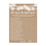 Hadley Designs Bridal Shower Games For 25 Guests Rustic How Well Do You Know The Bride Game Who Knows The Bride Best Wedding Sho
