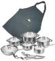 African Elegance: 15-PIECE Mirror Finish Stainless Steel Cookware Set With Heavy-bottom Design