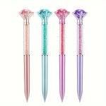 4PCS Large Crystal Fake Diamond Pens Gift Shiny Ballpoint Pen Black Ink Pens Suitable For School Office Supplies Great For Weddi