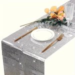 Sparkling Sequin Christmas Tablecloth - Mirror-finish Plaid Perfect For Halloween Weddings Birthdays & Disco Parties - Durable P