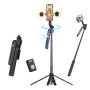 Funsnap 70.9" Auto Face Tracking Selfie Stick Tripod For Iphone Android With Lights No App 360ROTATION Tripod That Follows Your Movement With Remo