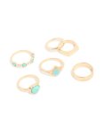Goldair Gold Blue Stone & Band Rings 6-PACK - S m