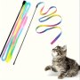 Engaging Rainbow Ribbon Cat Teaser Wand - Durable Plastic No Batteries Required - Perfect For Playtime & Exercise