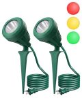 Edishine LED Outdoor Spotlights 120V 5.5W Plug In Spot Light With 3 Lenses Red Green Yellow 180 Rotatable 5000K Waterproof Lands