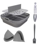 Premium Ultra Thick Silicone Air Fryer Liner With Divider And Utensils - Square