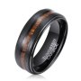 Men's Teak Wood Black Tungsten Ring R-147 - 10