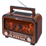 T.taomi Retro Portable Radio Am Fm Sw Shortwave Radio With Bluetooth Speaker Flame Atmosphere Lamp Battery Operated Sub Charging