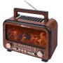 T.taomi Retro Portable Radio Am Fm Sw Shortwave Radio With Bluetooth Speaker Flame Atmosphere Lamp Battery Operated Sub Charging Tf Card Wood Tone