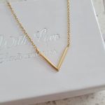 Vera-gold Gold Plated 925 Sterling Silver V Shape Necklace 13X11MM 45CM Chain