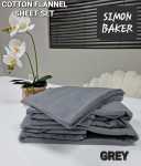 Simon Baker - Cotton Flannel Sheet Set - Grey - King Bed