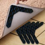 4/8PCS Durable Area Rug With Carpet Stickers Non-slip Anti-drill Rug Pad Washable Rug Tape For Hardwood Floors Tile Floors Home 