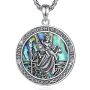 Vito 925 Sterling Silver St Christopher Medal For Women Men Abalone Shell Saint Christopher Necklace St. Christopher Pendant Protection Jewelry Gift