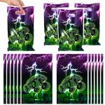 Arianqicult Green Purple Monster Truck Party Favor Bags - 50PCS Monster Truck Goody Candy Treat Bags Green Purple Racing Car The