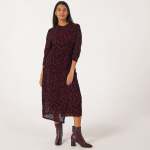 Half Sleeve Mesh Animal Burn Dress In Maroon - Maroon 2XL